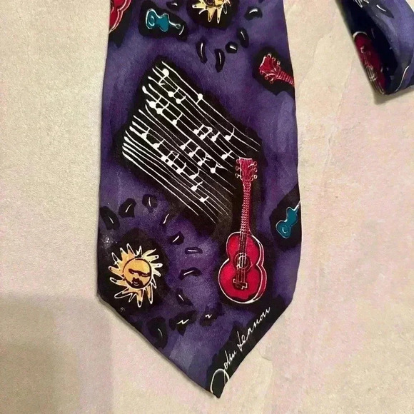 Guitar Tie - 100% Silk - Navy - Picture 4 of 7